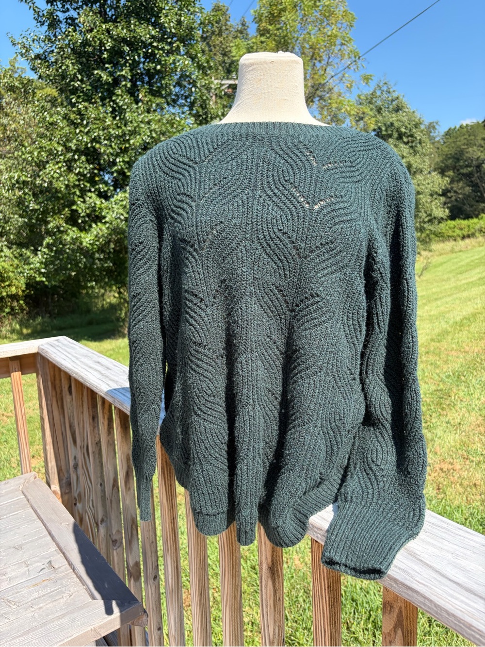 Sonoma Goods for Life Dark Teal Green Chevron Pattern Tunic Sweater Size XL